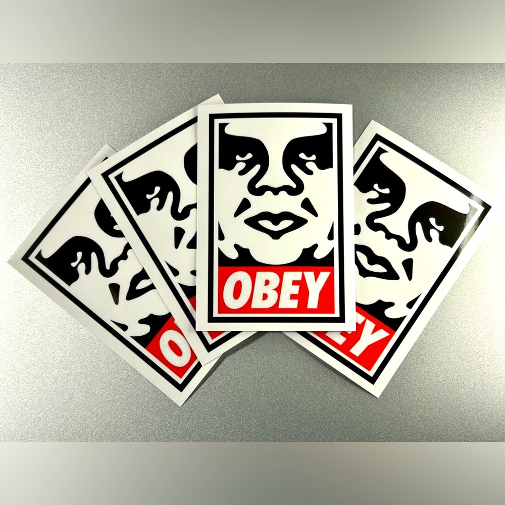 OBEY STICKERS: Classic Andre/Logo Large 4” lot of 4